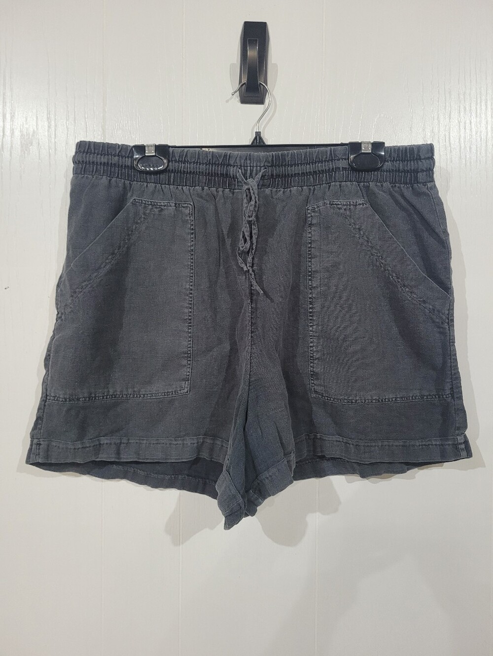 Universal Thread Casual Elastic-Waist Linen Blend Charcoal Shorts Size XL